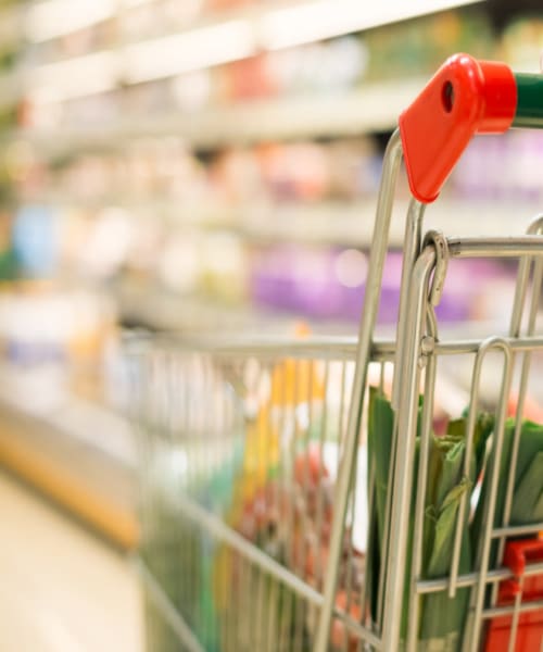 Shopping cart at a grocery store near Oliver Crossing in Linden,Tennessee