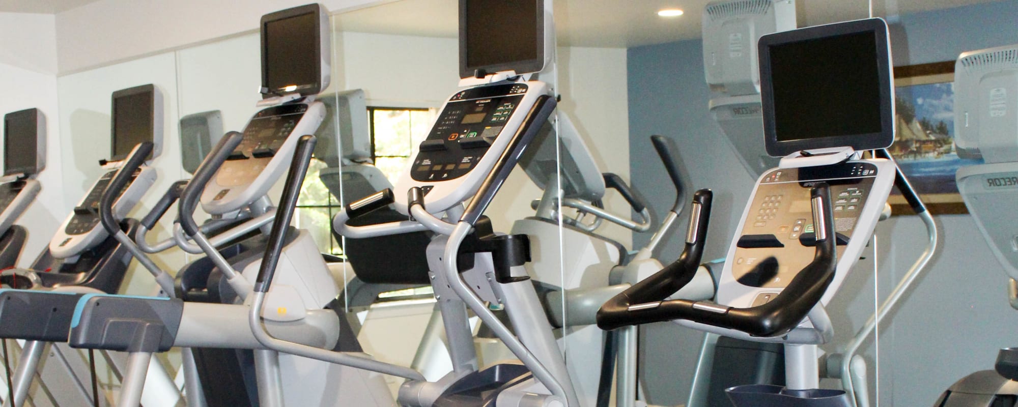 Exercise equipment in the fitness center at Howard Gilmore Terrace in La Mesa, California