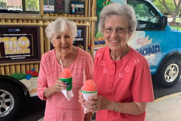 Residents getting shaved ice near The Foothills Retirement Community in Easley, South Carolina