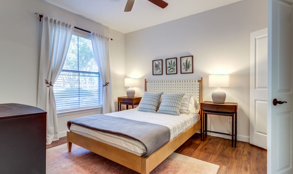 Comfy bedroom with great lighting at Riata Austin in Austin, Texas