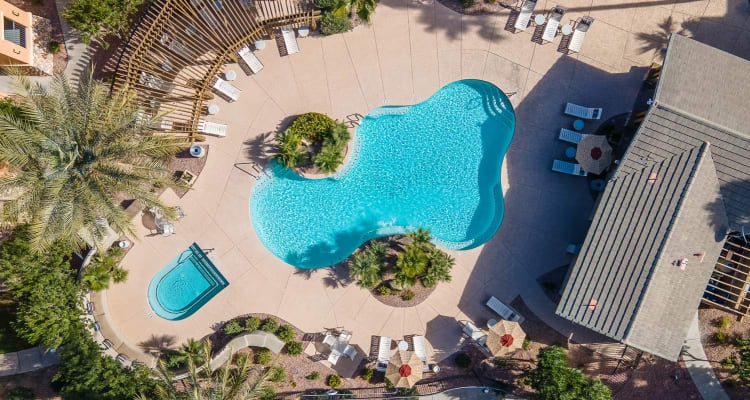 Aerial pool photo at Borrego at Spectrum in Gilbert, Arizona