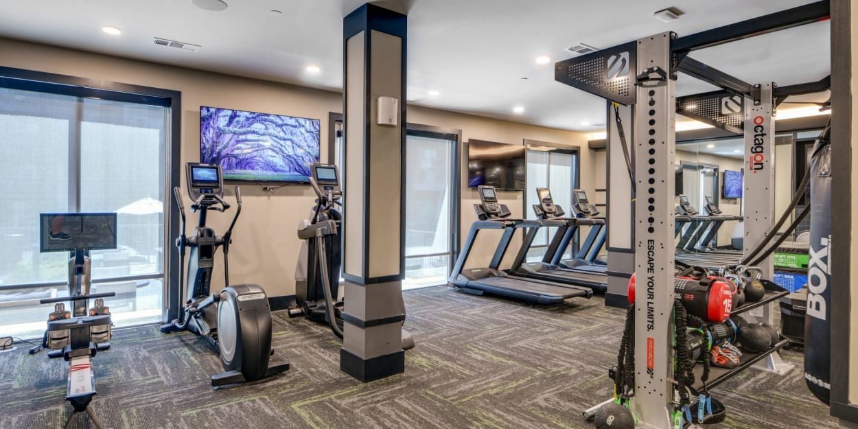 Fitness center at Luxia Midtown Park, Dallas, Texas