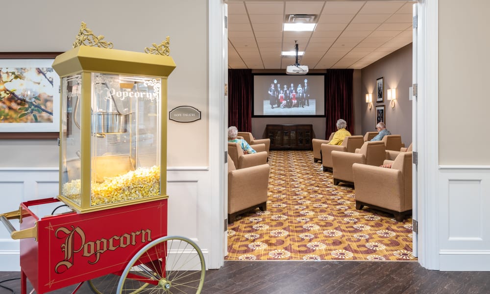 Onsite movie theater at Randall Residence of Centerville in Centerville, Ohio