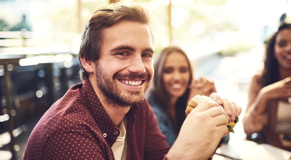 A resident meets friends for a bite to eat near Parkside Estates in Canonsburg, Pennsylvania