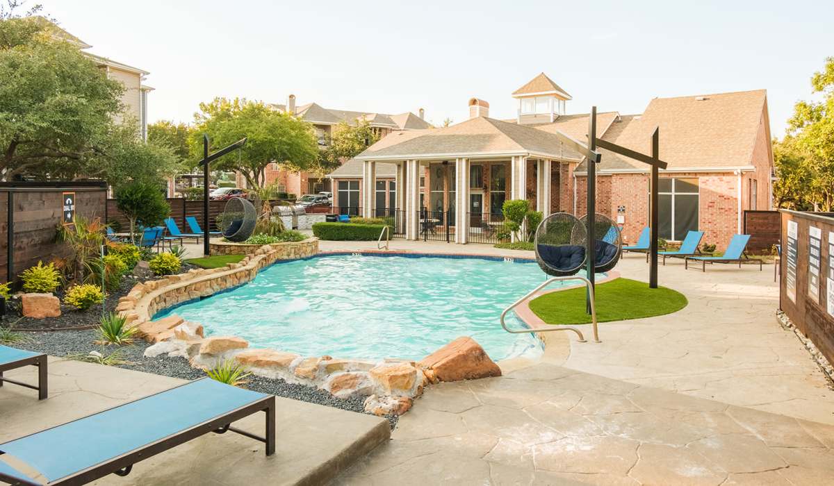 Serene swimming pool at Station 3700 in Euless, Texas