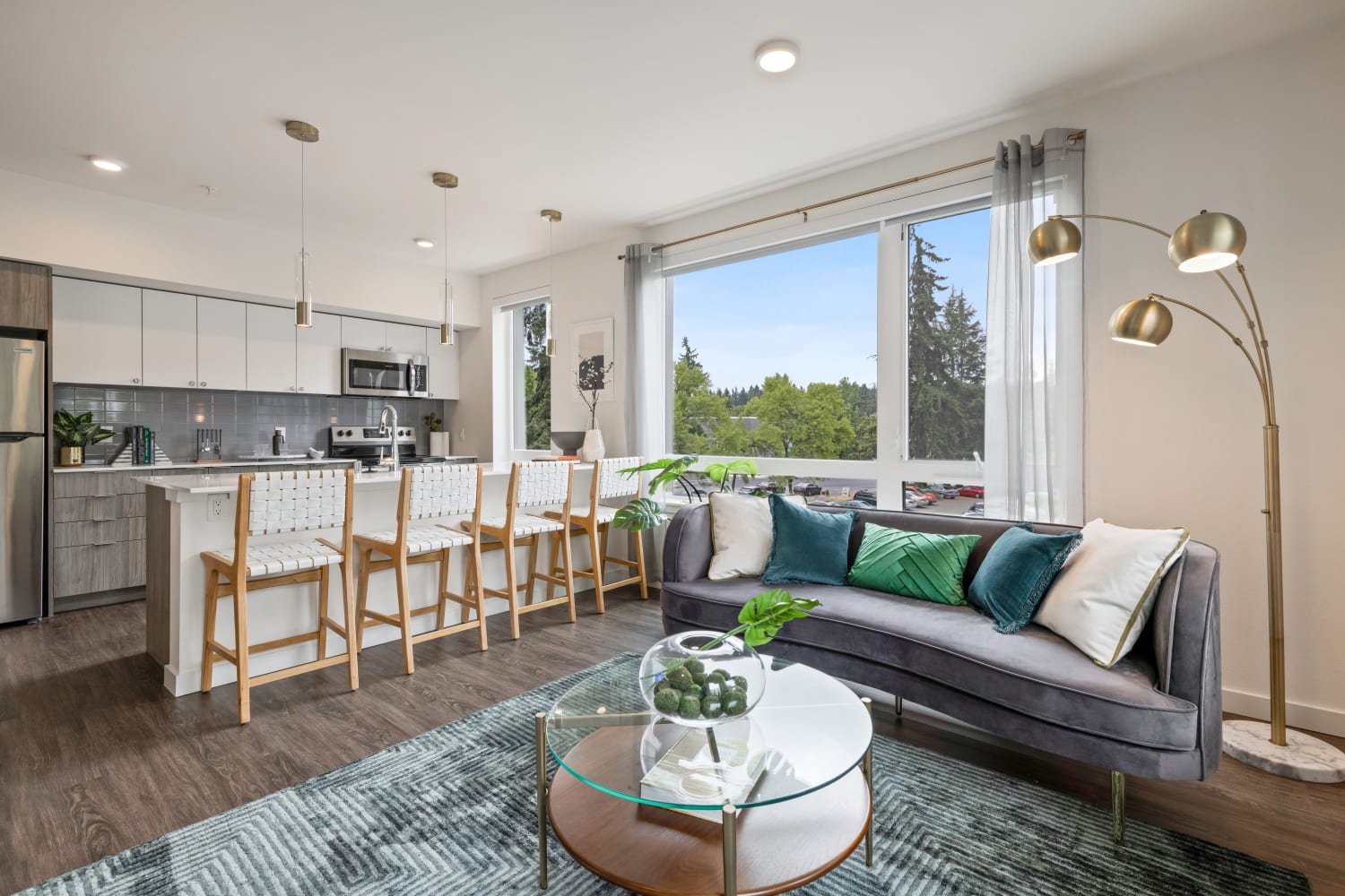 Modern living room at Nightingale in Redmond, Washington