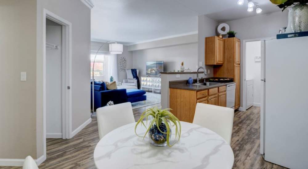 Dining table and kitchen at Canyon Vista in Sparks, Nevada