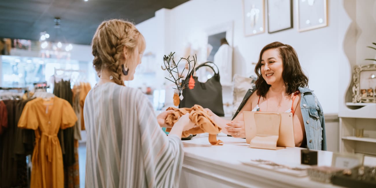 Resident getting some retail therapy at a downtown boutique near Cadence at Nocatee in Ponte Vedra, Florida