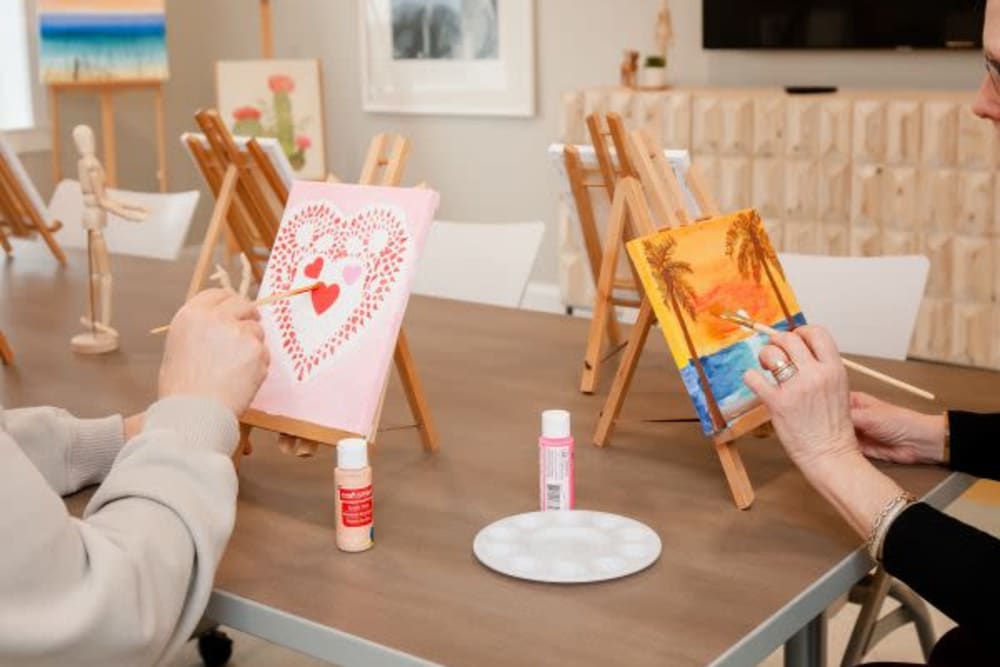 Residents painting at The Pinnacle in Plymouth Meeting, Pennsylvania