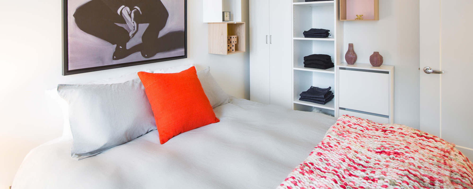 Comfy bed at Exhibit On Superior in Chicago, Illinois