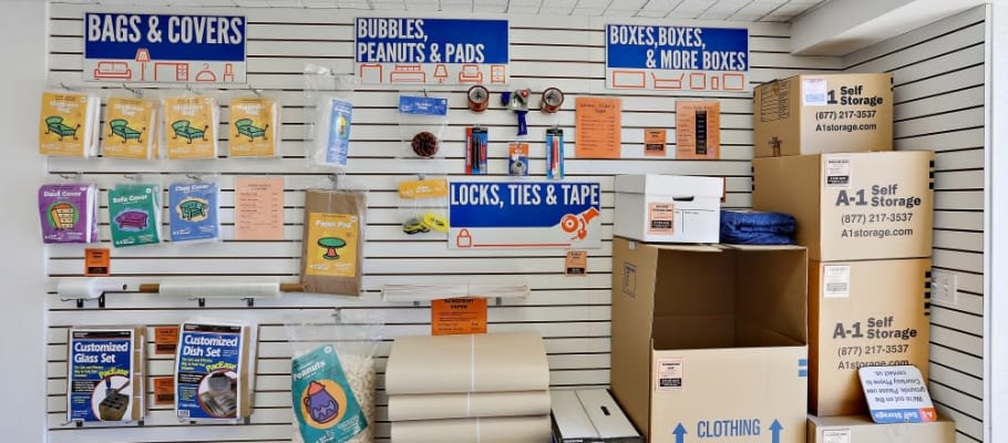 Packing and moving supplies offered at A-1 Self Storage in Oceanside, California