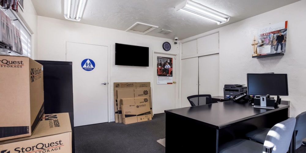 Packing supplies available in the leasing office at StorQuest Self Storage in Claremont, California