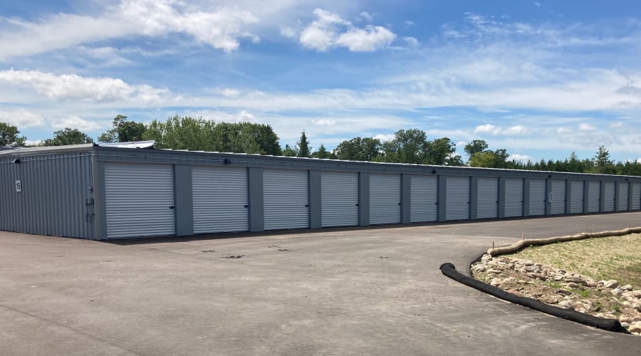 A storage unit filled with boxes at KO Storage in Brainerd, Minnesota