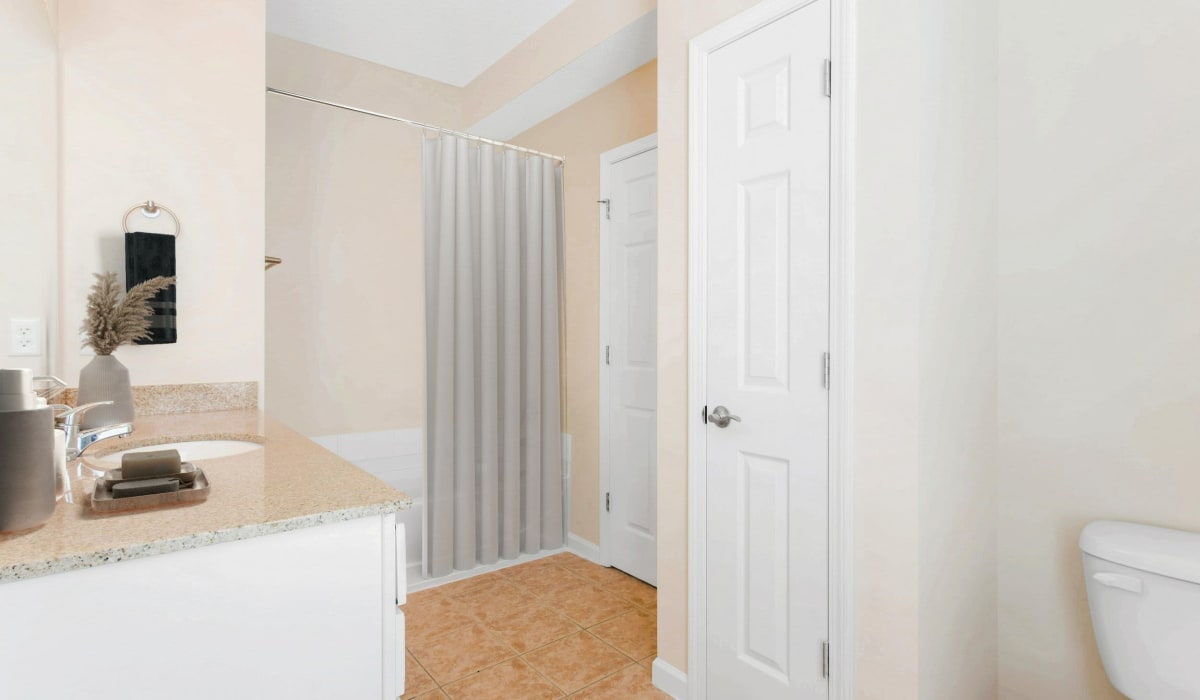 Modern bathroom at Ashley Court Apartments, Charlotte, North Carolina