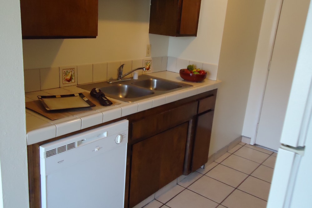 Kitchen at Olympus Court Apartments in Bakersfield, California