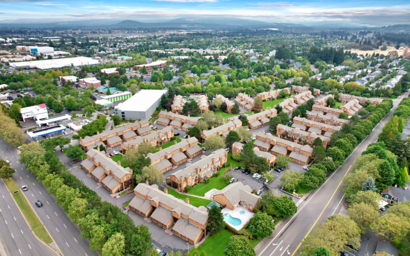 Aerial view of the property at Renaissance at 29th Apartments in Vancouver, Washington