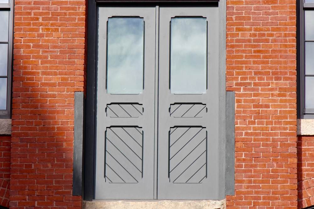 Exterior view of buildin at Duck Mill in Lawrence, Massachusetts