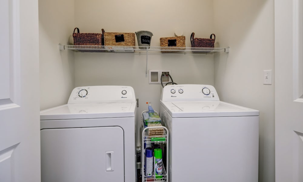 Washer and dryer in a home at Torrente Apartment Homes in Upper St Clair, Pennsylvania