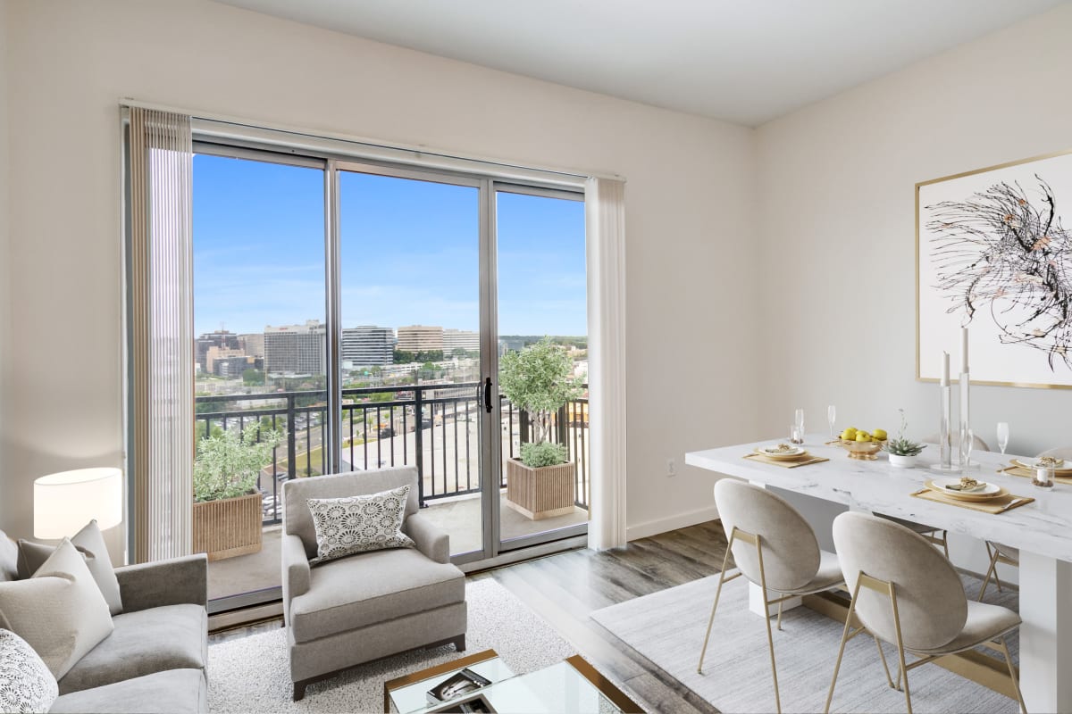 Apartment with a private balcony at 111 Harbor Point in Stamford, Connecticut