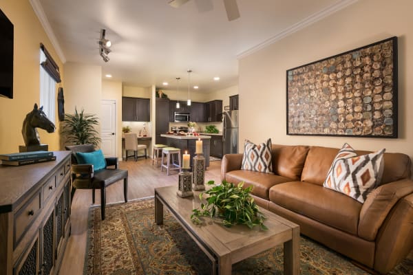 Living room leading into the kitchen at San Posada in Mesa, Arizona