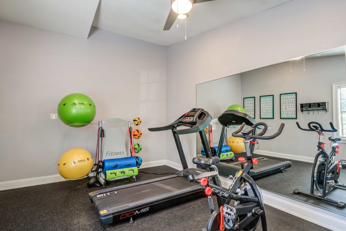 Inside the fitness center at Sherwood Oaks in Riverview, Florida