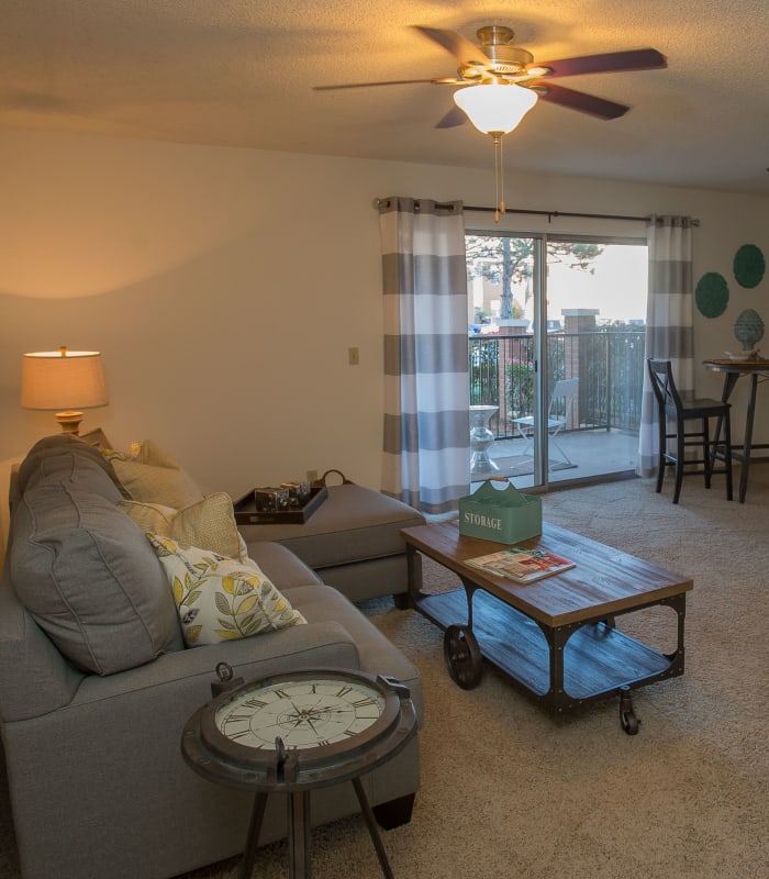 Carpeted living room at Hunter's Ridge in Oklahoma City, Oklahoma