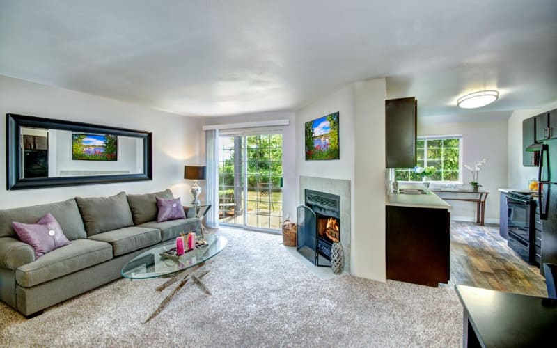 A spacious apartment with a private balcony at Wellington Apartment Homes in Silverdale, Washington