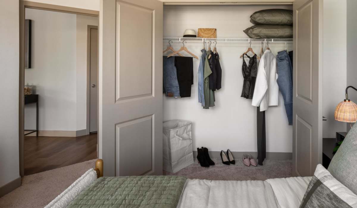 Bedroom with large closet at Afton Palms in Sanford, Florida
