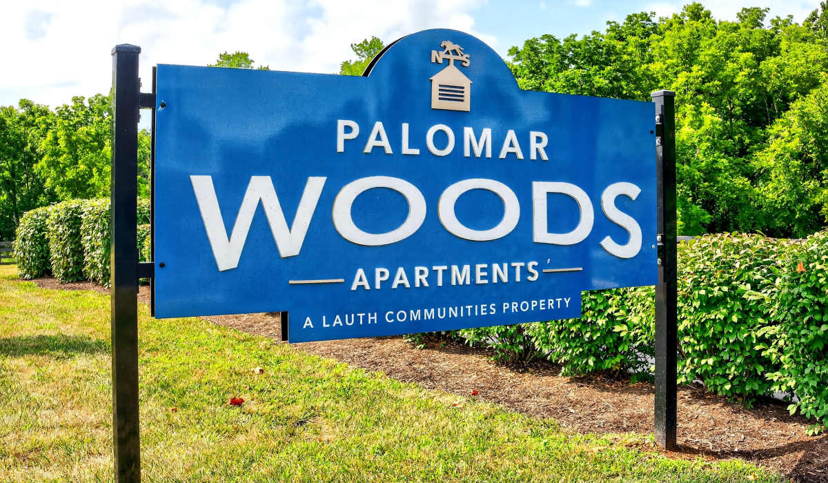 Community signage at Palomar Woods in Lexington, Kentucky