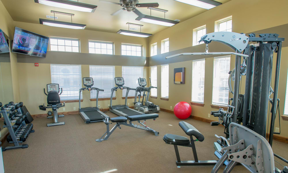 Gym at Mission Point Apartments in Moore, Oklahoma