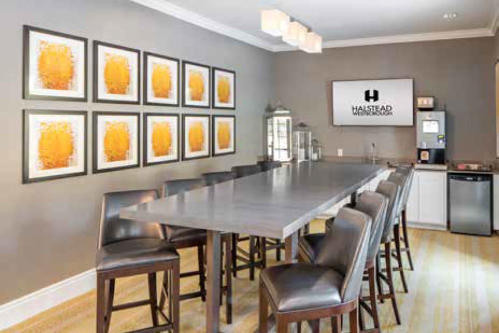 Resident meeting space at Ellington Metro West in Westborough, Massachusetts
