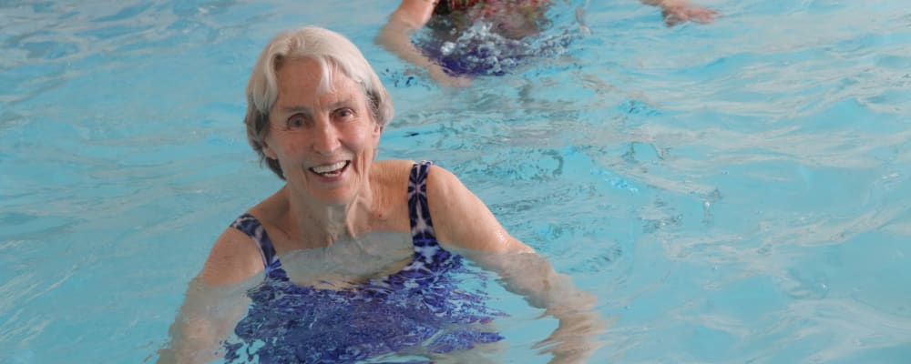 Residents swimming at The Springs at Bozeman in Bozeman, Montana