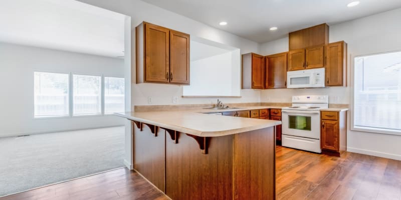 Large kitchen with plenty of storage at Westcott Hill in Joint Base Lewis McChord, Washington