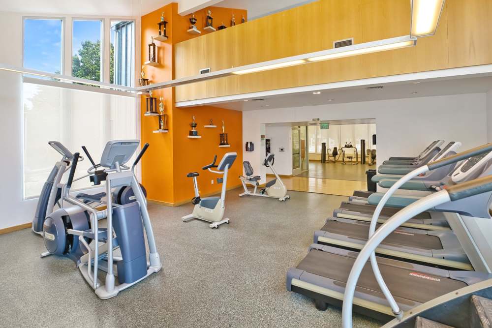 Fitness center with cardio equipment Lakeside Village in San Leandro, California