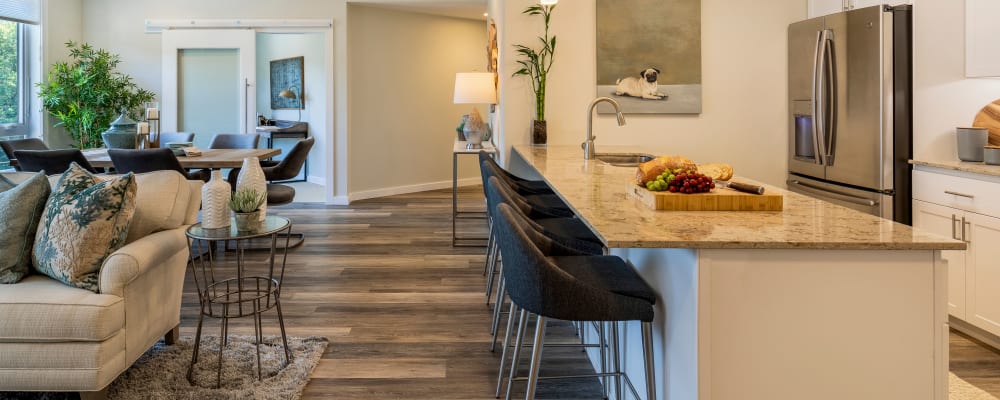 Upscale senior apartment with hardwood floors at The Springs at Lake Oswego in Lake Oswego, Oregon