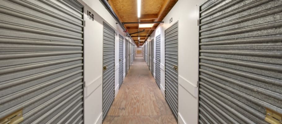 Rows of indoor storage at El Cajon, California at A-1 Self Storage