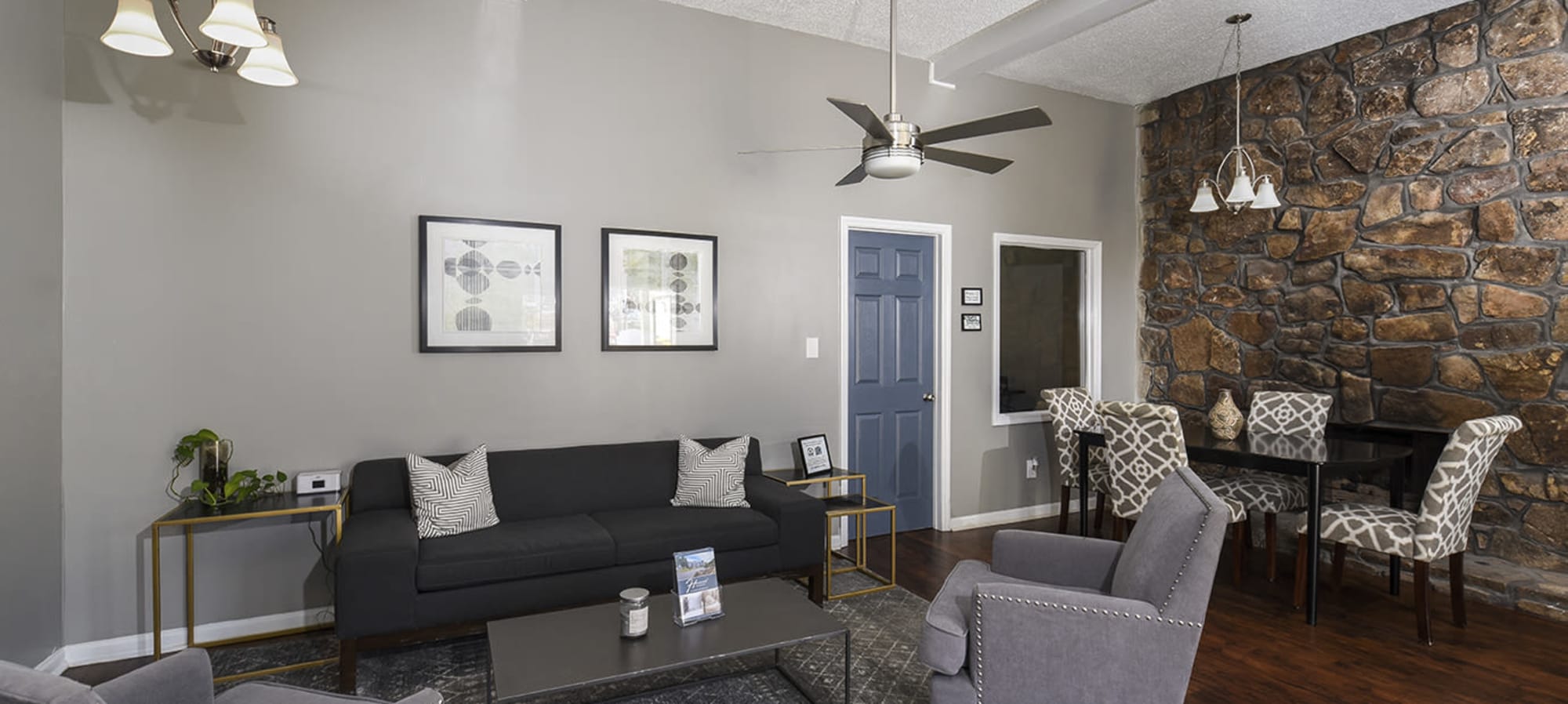 Welcome Lounge inside office complete with coffee bar at Homewood Heights Apartments in Homewood - Birmingham Alabama