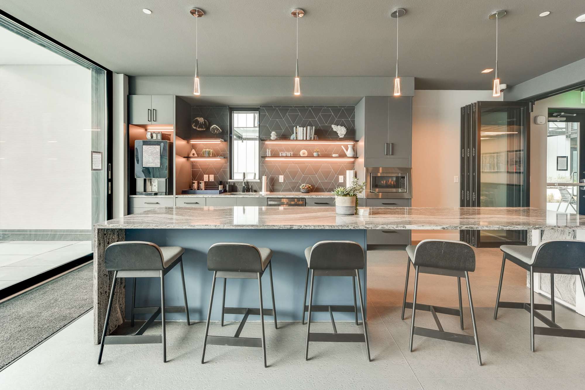Clubhouse kitchen at The Columbia at the Waterfront in Vancouver, Washington