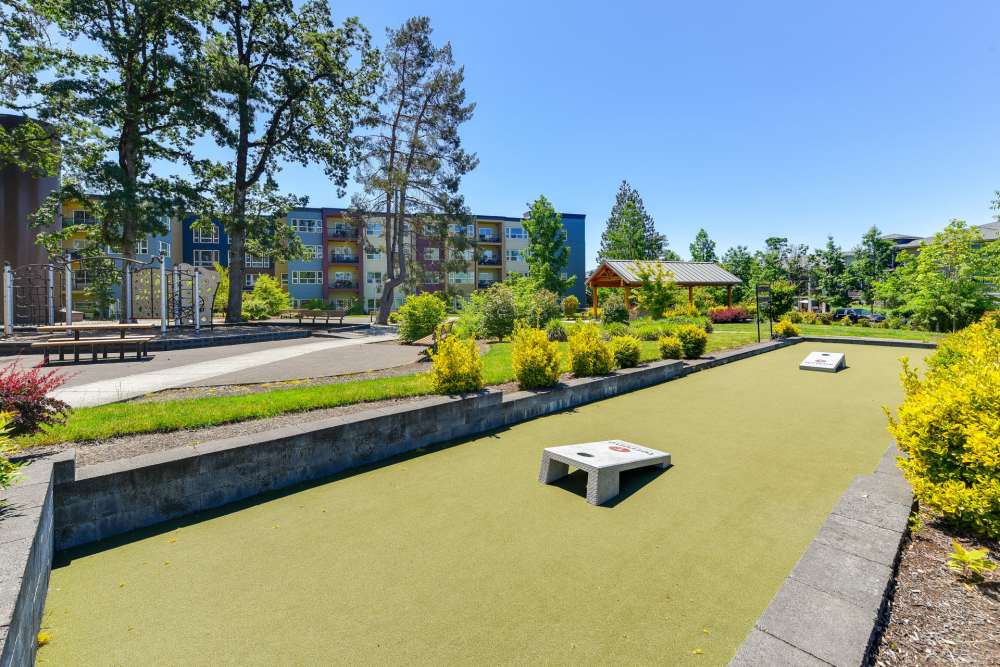 Community Outdoor Area with Bocce Ball at Terrene at the Grove in Wilsonville, Oregon