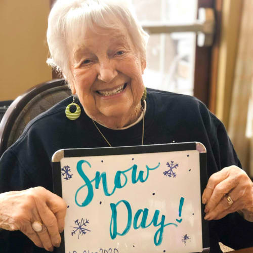 Celebrating a snow day at The Oxford Grand Assisted Living & Memory Care in Wichita, Kansas