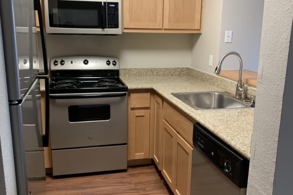 Model kitchen at Broadway Towers in Concord, California