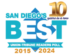 San Diego's Best union-tribune readers poll logo at Smart Self Storage of Eastlake in Chula Vista, California