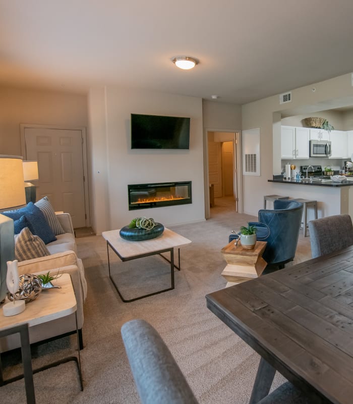 Spacious living room at Stonehorse Crossing Apartments in Oklahoma City, Oklahoma