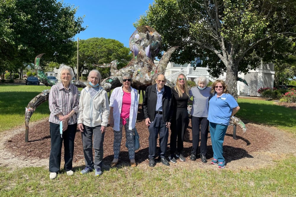 Staff and residents on a field trip outside at Carolina Gardens at Conway in Conway, South Carolina