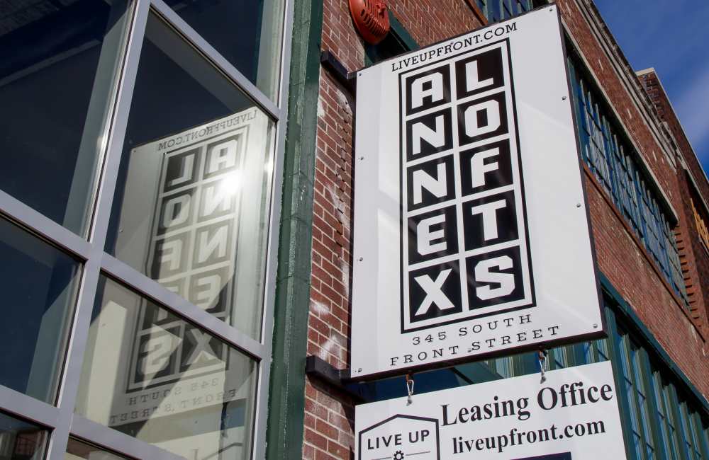 Exterior sign board at Annex Lofts in Memphis, Tennessee