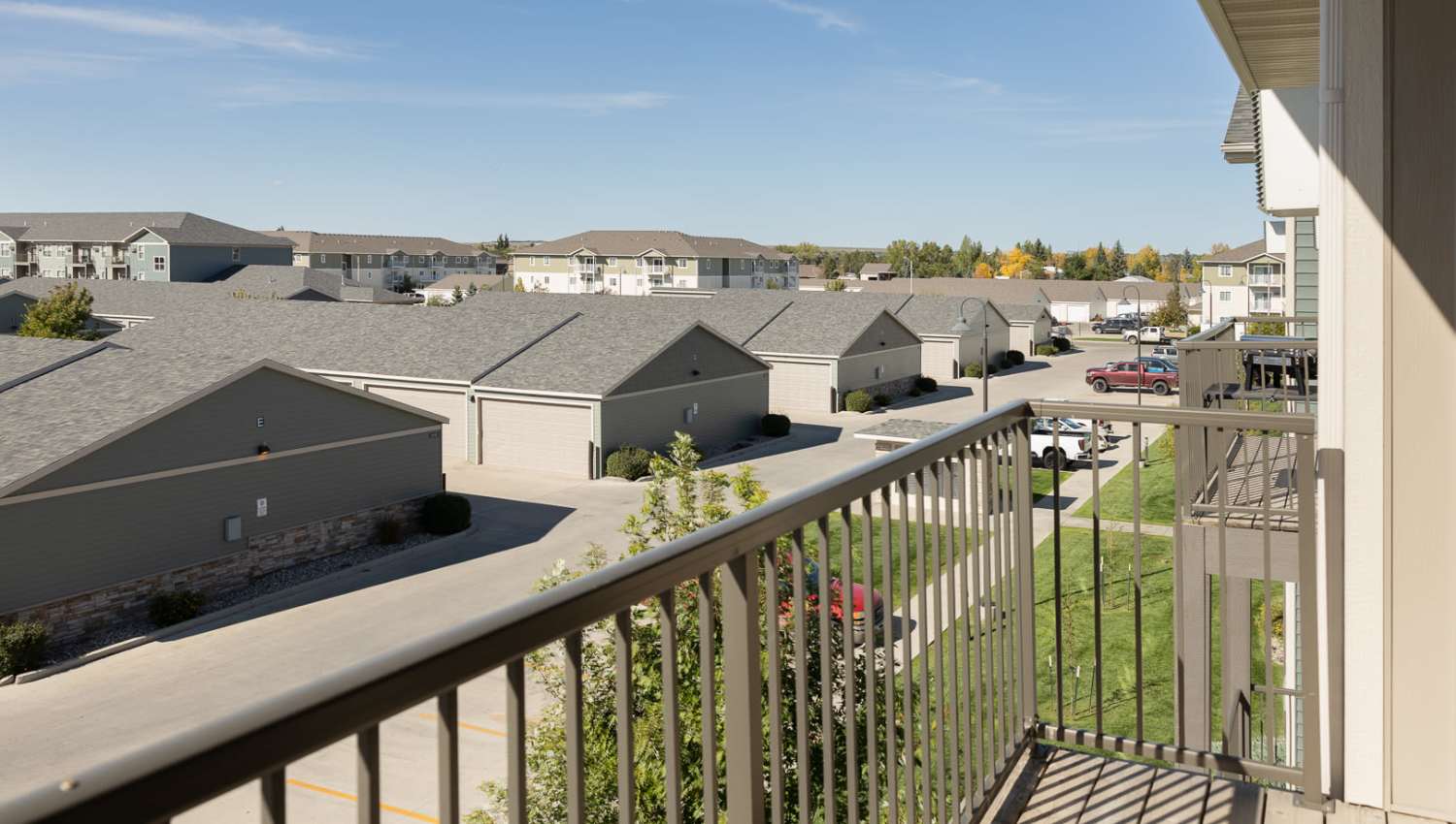 Exterior view of the community buildings at University Commons in Williston, North Dakota