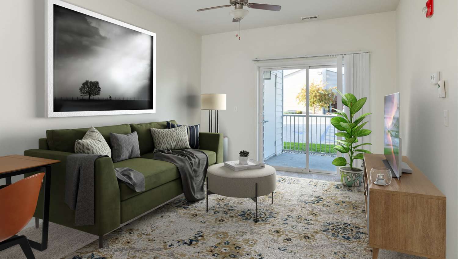 Well-equipped living room at Regency Apartment Homes in Williston, North Dakota