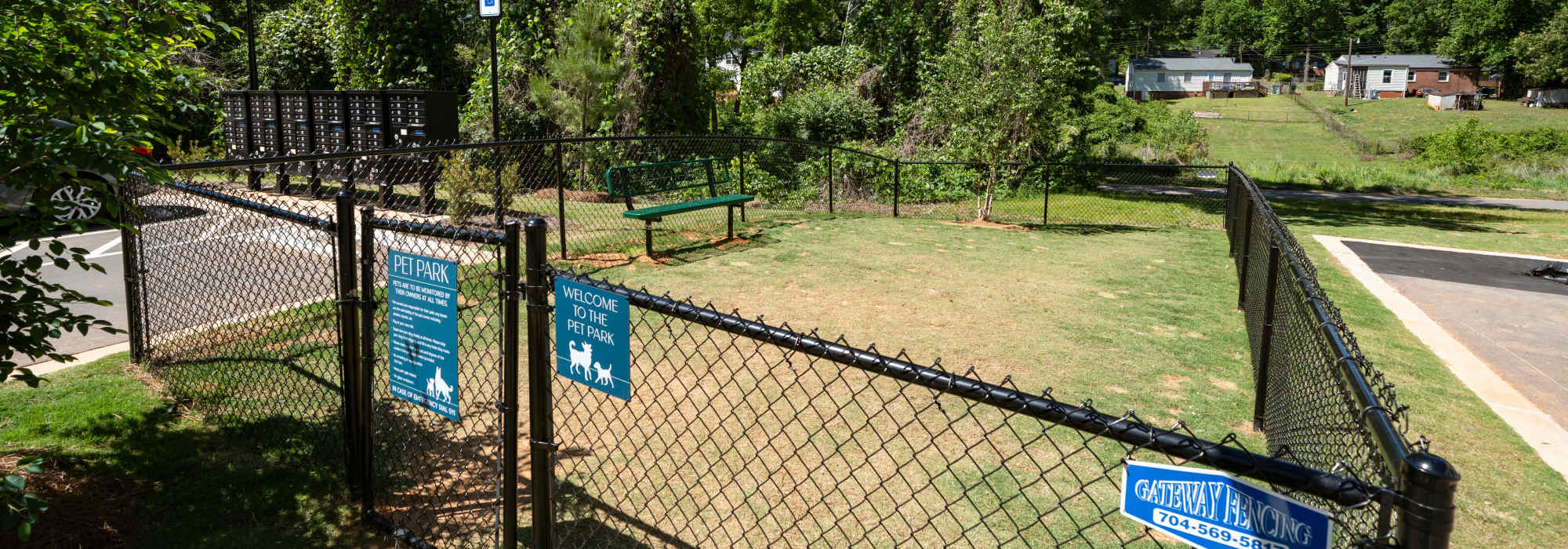 Dog park at One West End in Charlotte, North Carolina