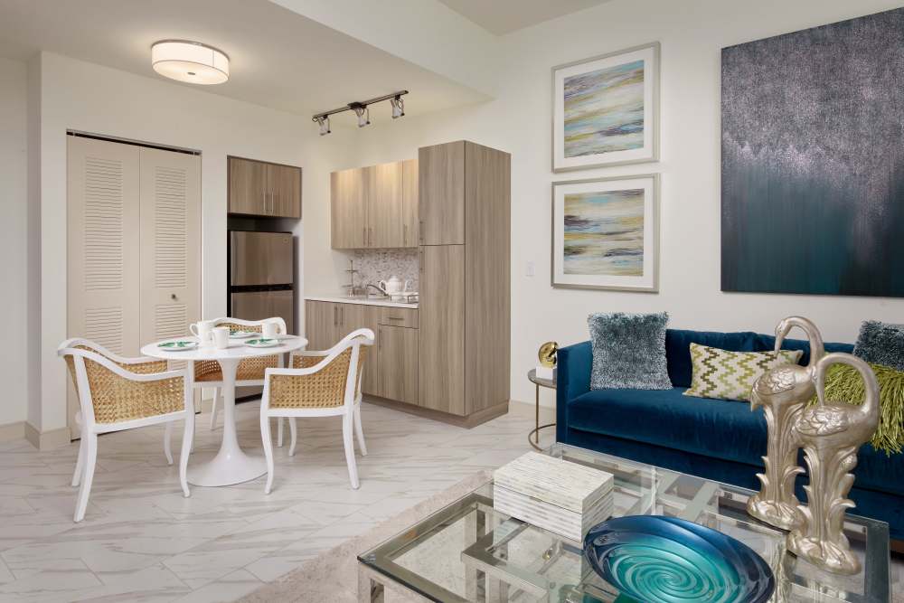 Living space for senior residents at The Barclay at ParkSquare in Aventura, Florida