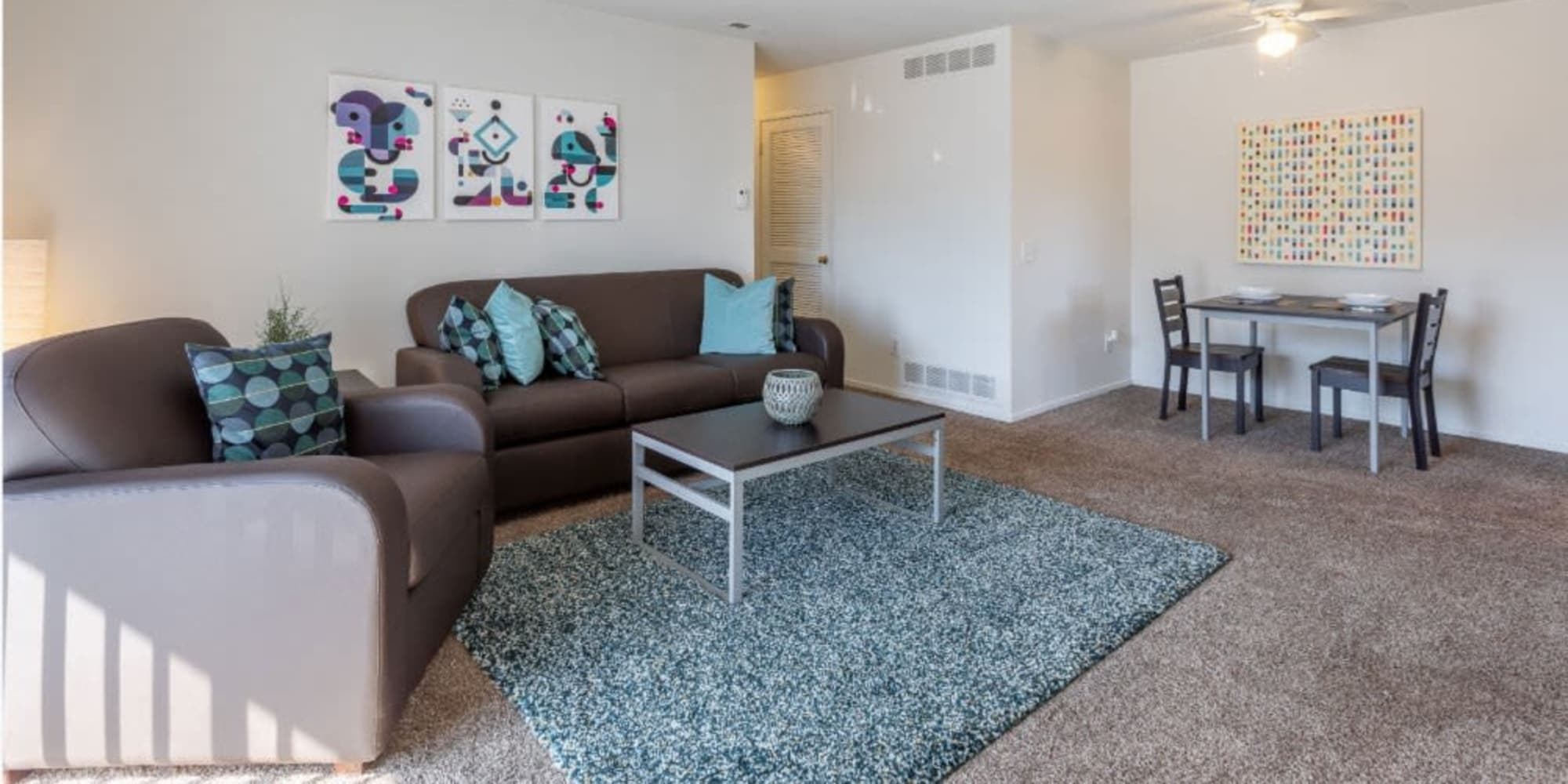 Living space at The Edge at Oakland in Auburn Hills, Michigan